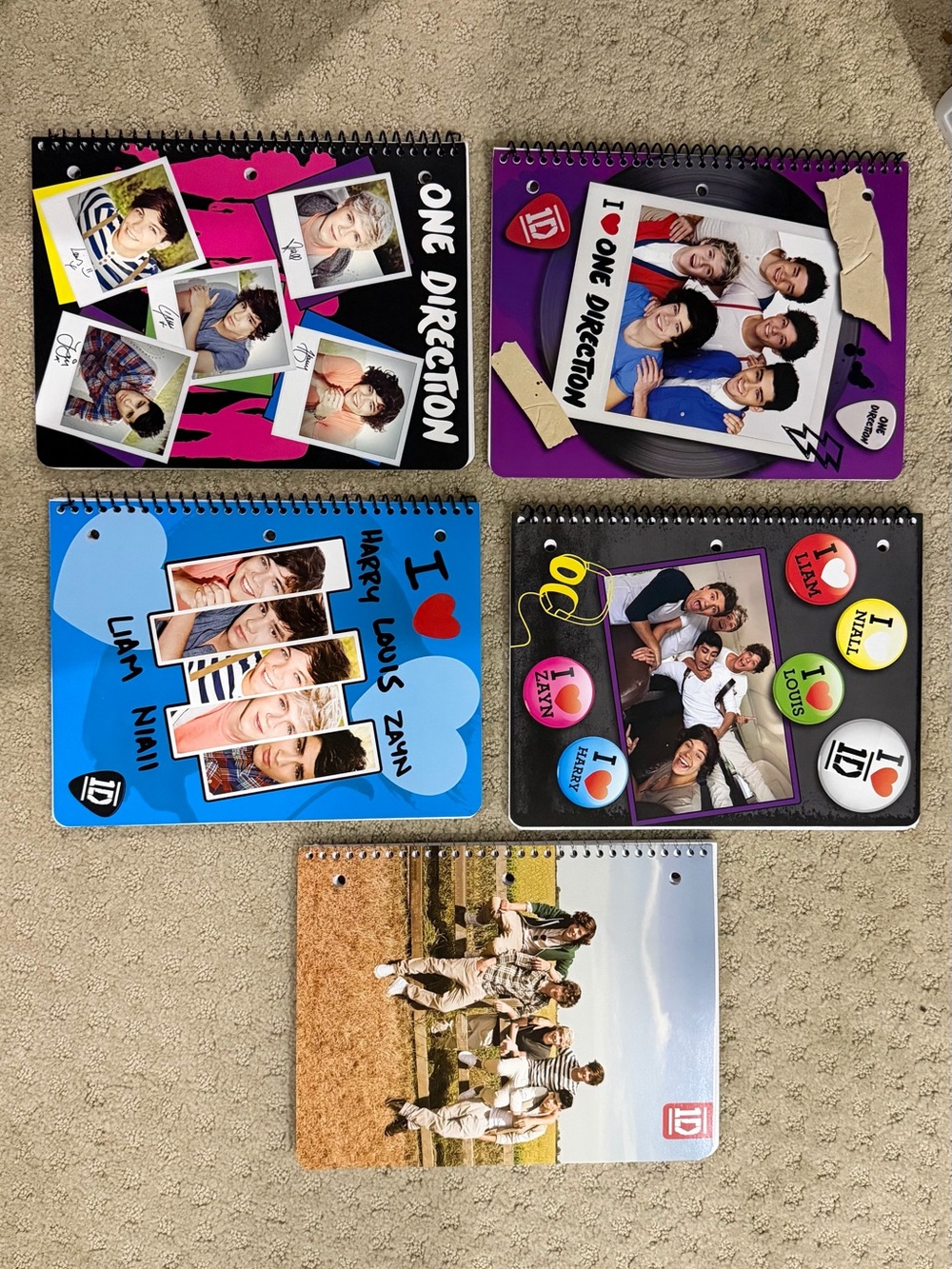 One Direction 1D Spiral Notebooks - Assorted Blue, Purple, Black, Pink, White